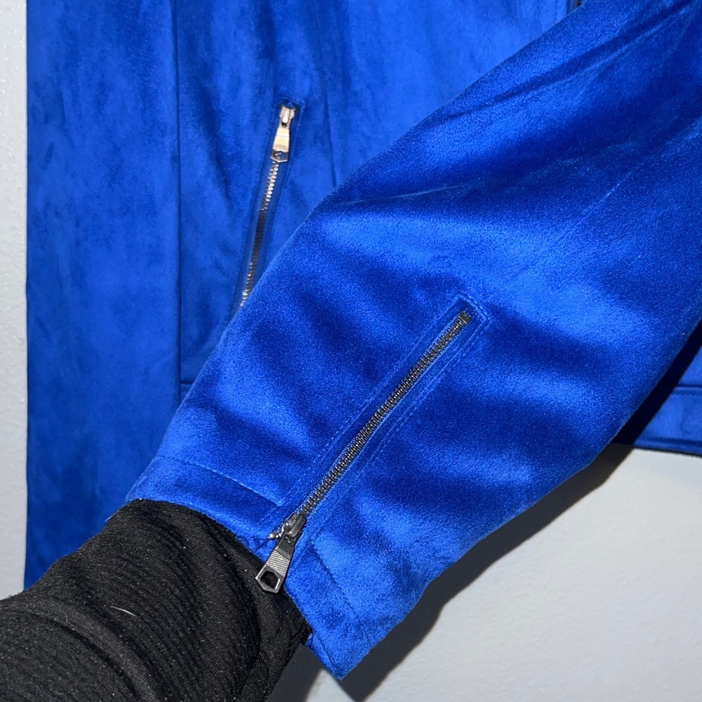 Banana Republic Blue Faux Suede Moto Jacket - Picture 5 of 9